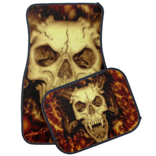 Evil Skull With Fangs Printed Car Floor Mat