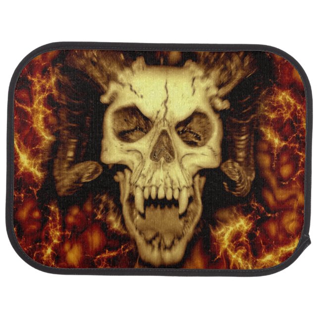 Evil Skull With Fangs Printed Car Mat (Rear)