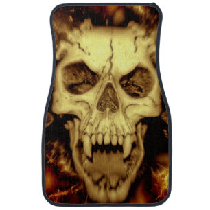 Evil Skull With Fangs Printed Car Mat