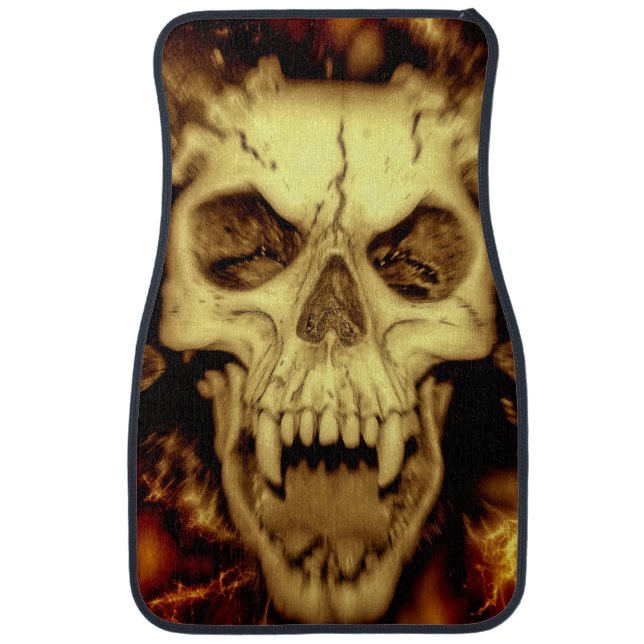 Evil Skull With Fangs Printed Car Mat (Front)