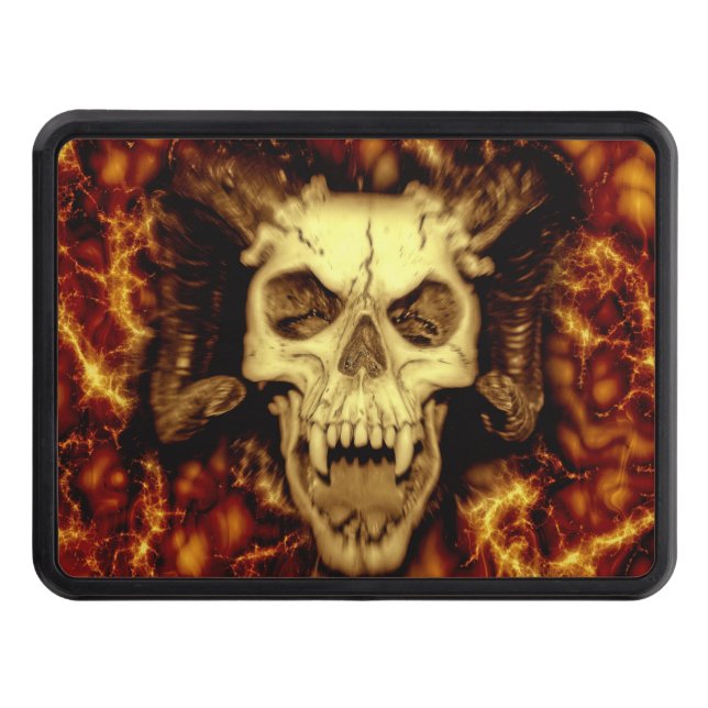Evil Skull With Fangs Printed Hitch Cover (Front)