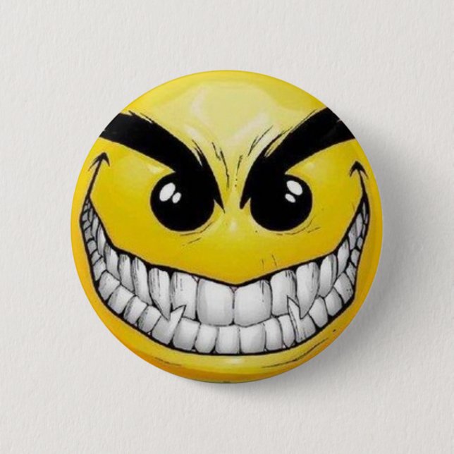 evil-smiley-face pinback button (Front)