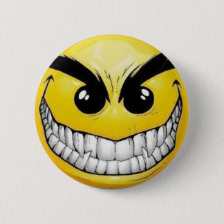 evil-smiley-face pinback button