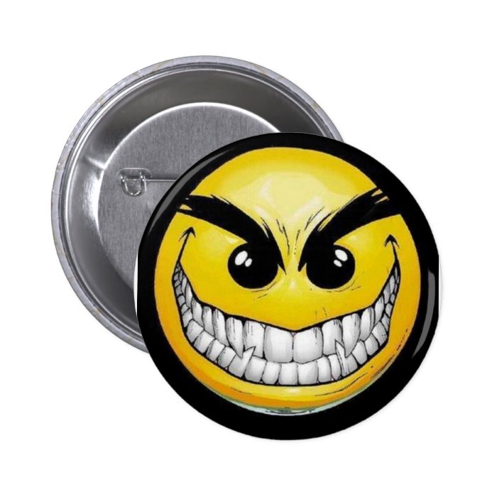 Evil smiley face pins
