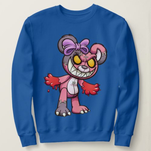 Evil smiling teddy bear bloody cartoon sweatshirt
