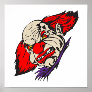 evil snarling clown poster
