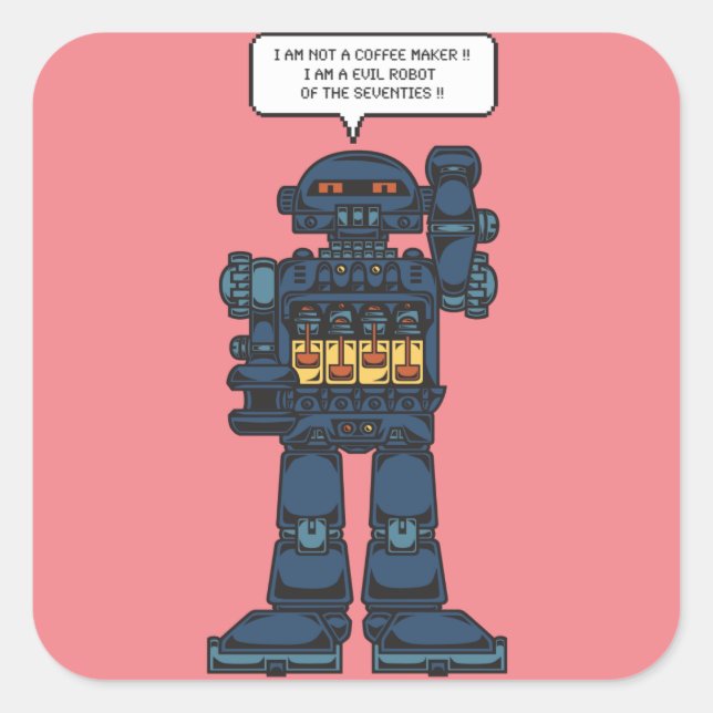 Evil Space Robot Square Sticker (Front)