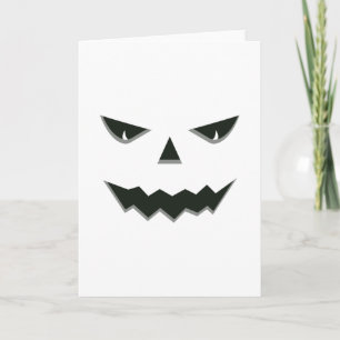 Evil Spooky Pumpkin Face Jack O' Lantern Halloween Card
