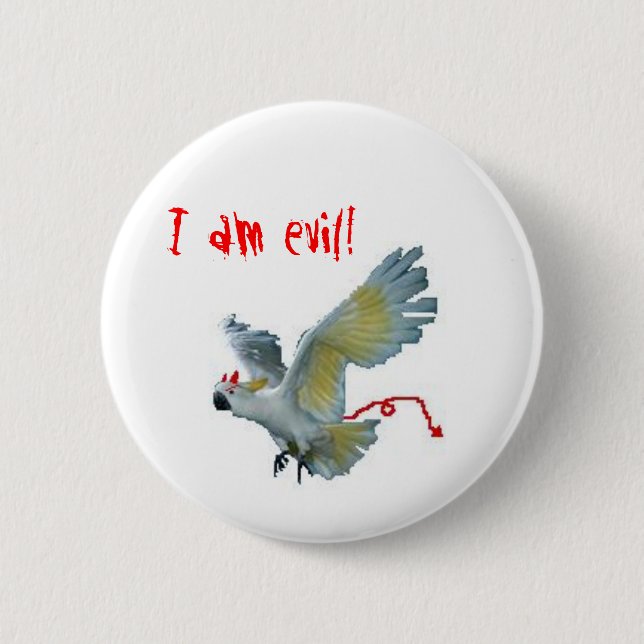 Evil Sulfur Crested Cockatoo Pinback Button (Front)