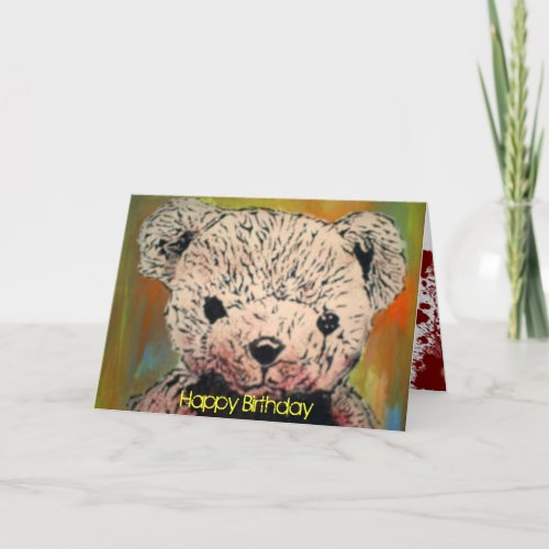 Evil Teddy Bear Birthday Card