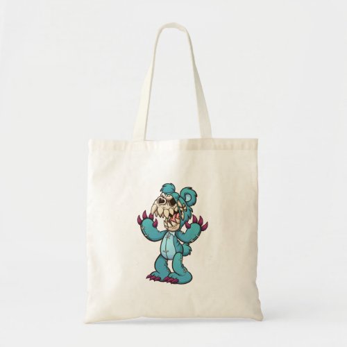 evil teddy bear with a skull face tote bag