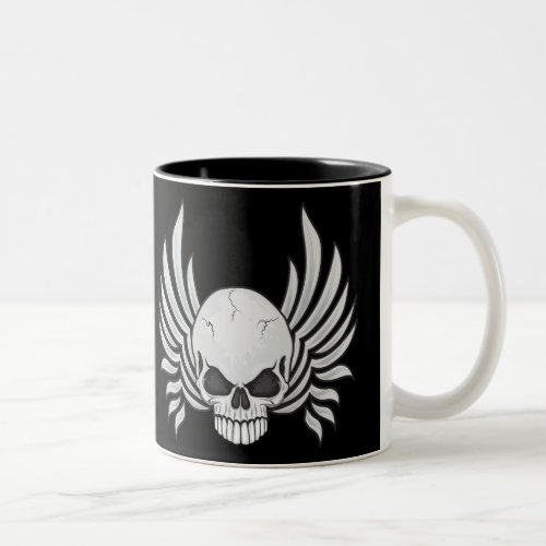 Evil Winged Skull Two_Tone Coffee Mug