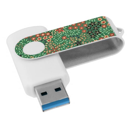 Evoke Serenity with Our Green Japanese Floral Flash Drive
