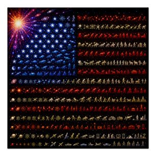 Evolution American Flag   Big Bang to Humanity Poster
