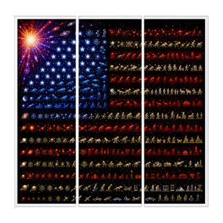 Evolution American Flag | Big Bang to Humanity Triptych