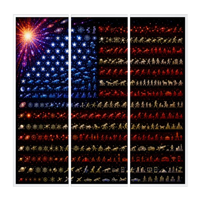 Evolution American Flag | Big Bang to Humanity Triptych (Front)