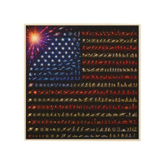 Evolution American Flag | Big Bang to Humanity Wood Wall Art