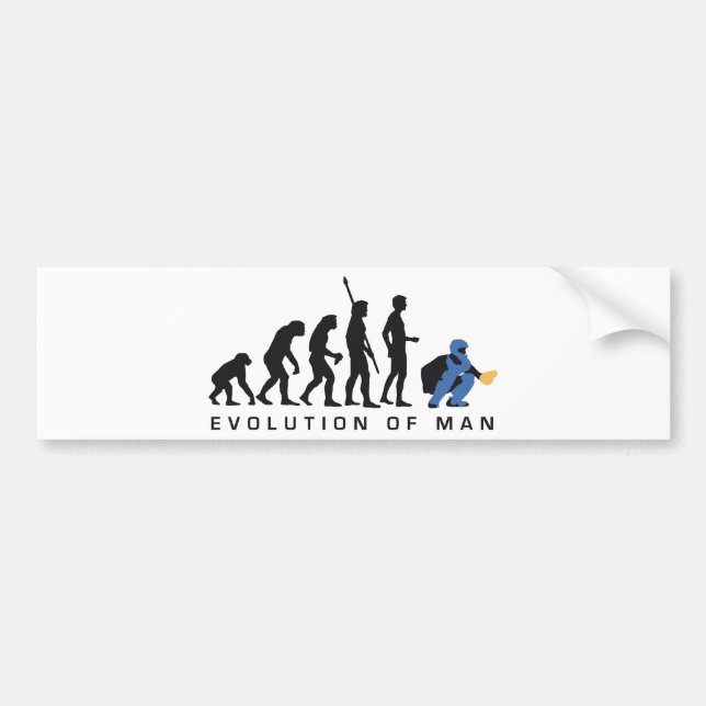 evolution baseball catcher bumper sticker (Front)