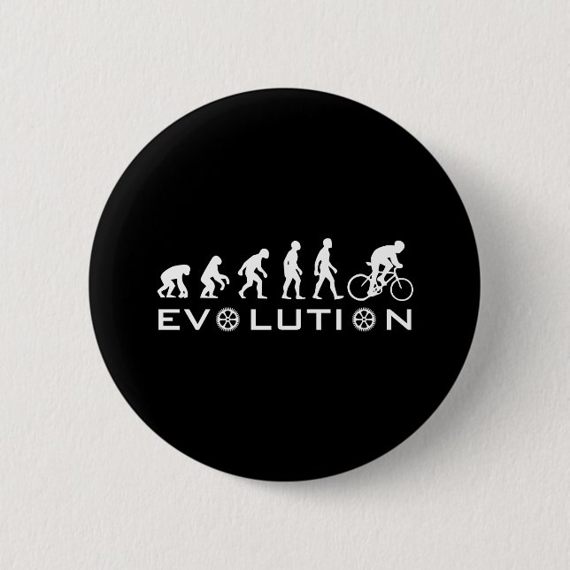 Evolution Bike Black Pinback Button (Front)