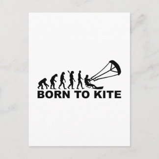 Evolution born to kite postcard