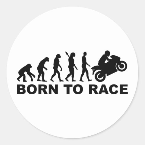 Evolution born to race motorcycle classic round sticker