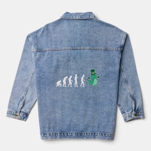 Evolution Dinosaur Dino St  Patricks Day  Denim Jacket