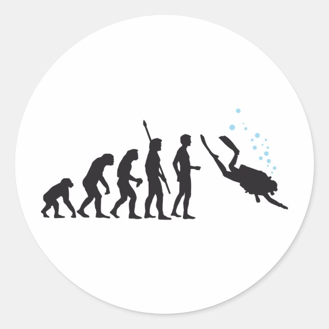 evolution diving classic round sticker (Front)