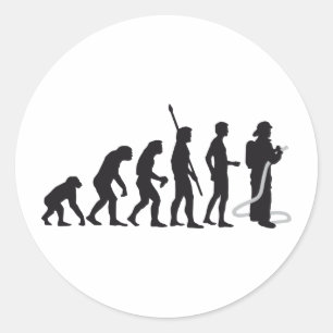 evolution firefighter classic round sticker