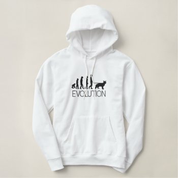 Evolution From Ape To Walking Your German Shepherd Embroidered Hoodie by Ricaso_Graphics at Zazzle