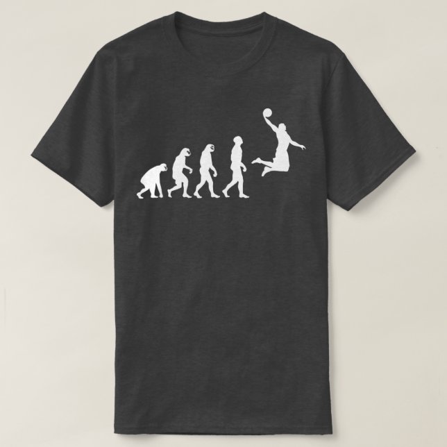 Evolution from Monkey Ape to Human Basketball Play T-Shirt (Design Front)