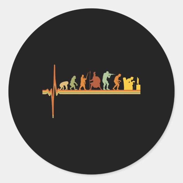 Evolution - Funny Retro Video Game Console Gamer 1 Classic Round Sticker (Front)