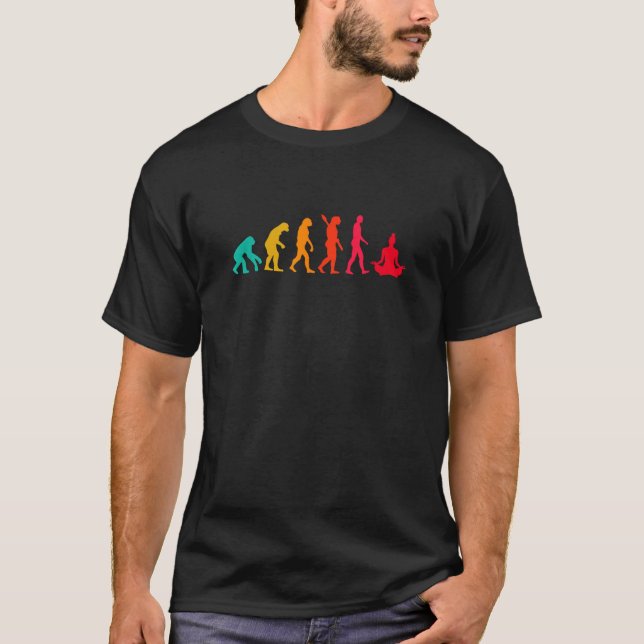 Evolution Graphic Meditating Meditation Relaxation T-Shirt (Front)