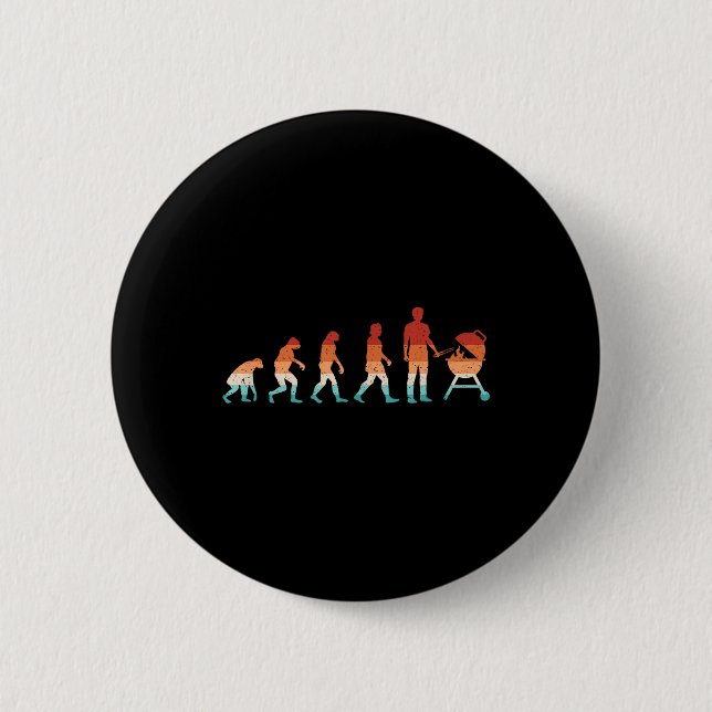 Evolution Grilling Funny Bbq Retro Grill Barbecue  Button (Front)