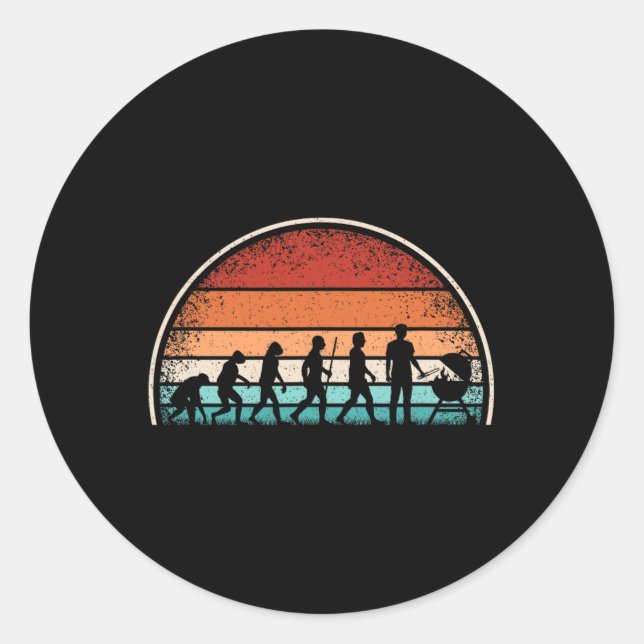 Evolution Grilling Funny Bbq Retro Grill Rbecue 1  Classic Round Sticker (Front)