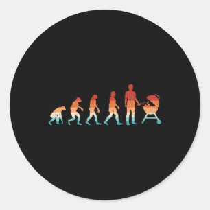 Evolution Grilling Funny Bbq Retro Grill Rbecue Classic Round Sticker