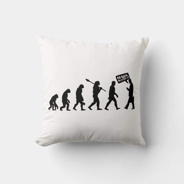  Evolution Irony Silhouette Throw Pillow (Front)