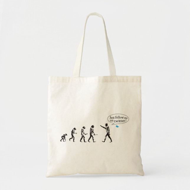 Evolution - Just follow on to twitter me Tote Bag (Front)
