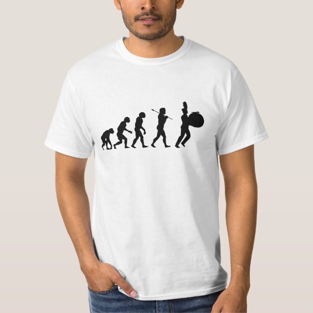 Evolution of a Bass Drummer (basic white) T-Shirt (Front)