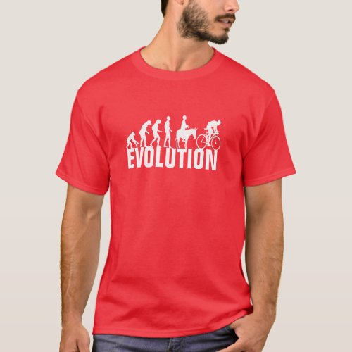 Evolution Of A Cyclist Red Biker T_shirt Design