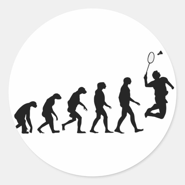 Evolution of Badminton Classic Round Sticker (Front)