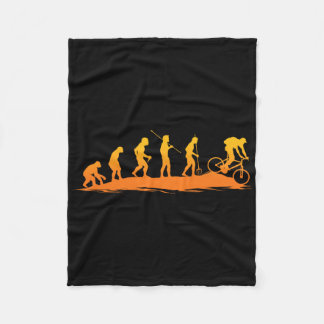 Evolution Of Biker Bicycle Mountain Biking Fleece Blanket