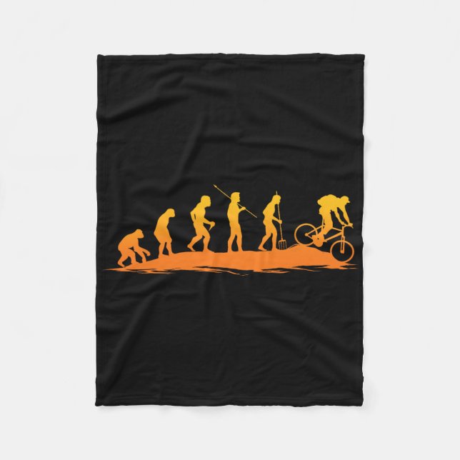 Evolution Of Biker Bicycle Mountain Biking  Fleece Blanket (Front)