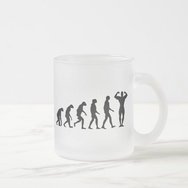 Evolution of Bodybuilding Frosted Glass Coffee Mug (Right)