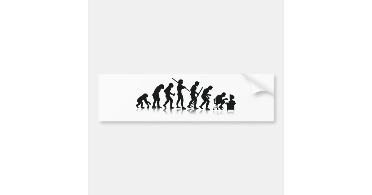 Evolution of Computer Addicts Bumper Sticker | Zazzle