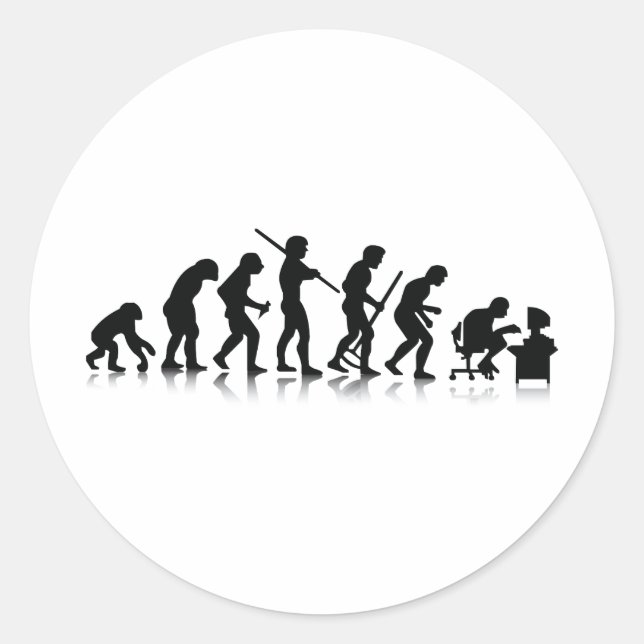 Evolution of Computer Addicts Classic Round Sticker (Front)