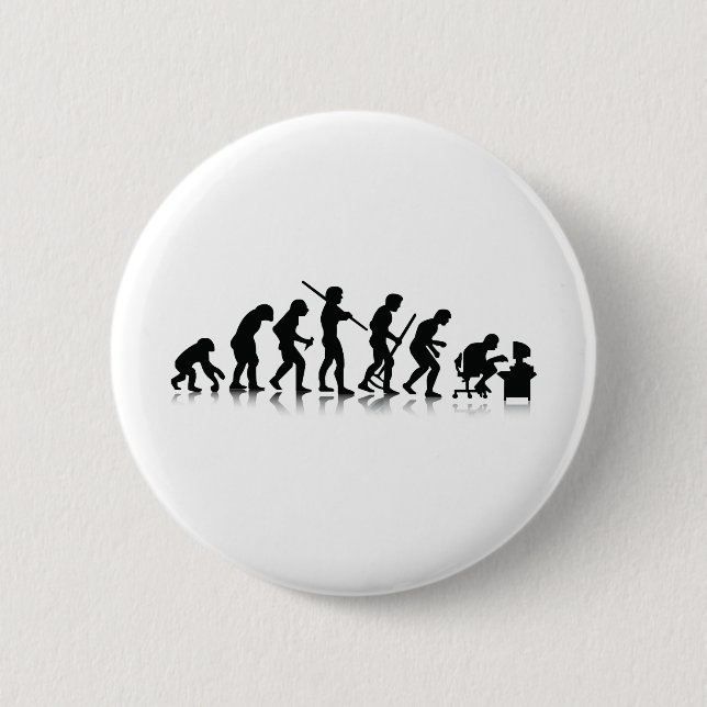 Evolution of Computer Addicts Pinback Button (Front)