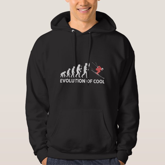 Evolution of Cool Funny Skiing Design Hoodie (Front)