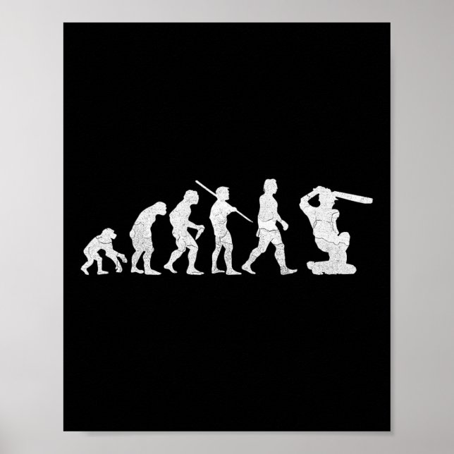Evolution Of Cricket T Shirt Funny Clic World Gift Poster (Front)