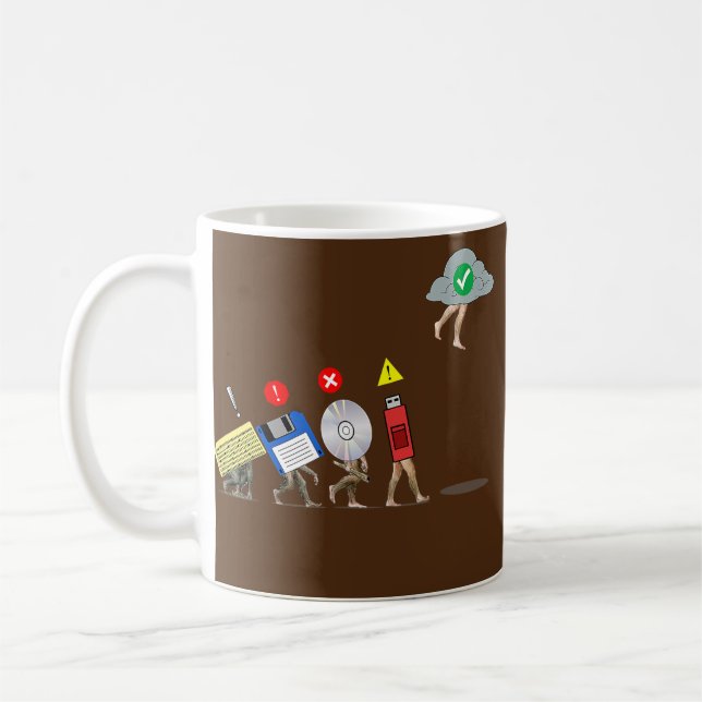 Evolution of Data Storage Funny Cloud Engineer Coffee Mug (Left)