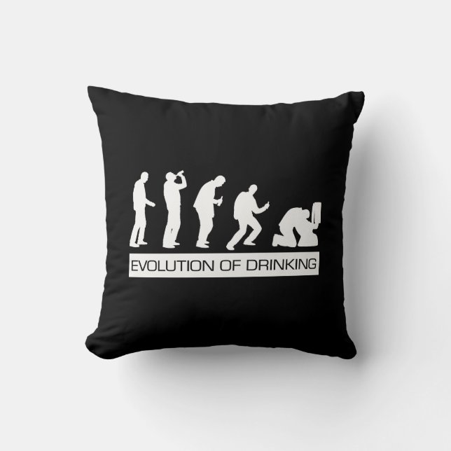 Evolution of Drinking Throw Pillow (Front)
